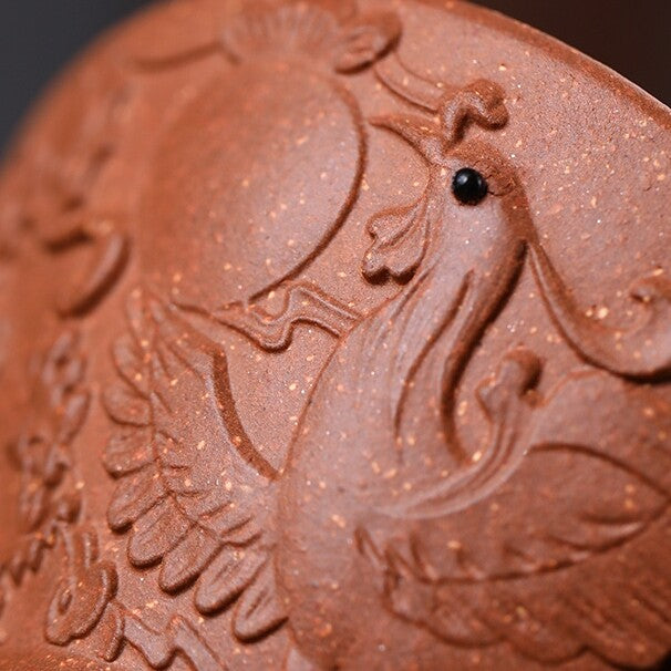 Handmade Tea Cup Phoenix Carved Relief Master Cup Real Yixing Zisha Clay 100ml