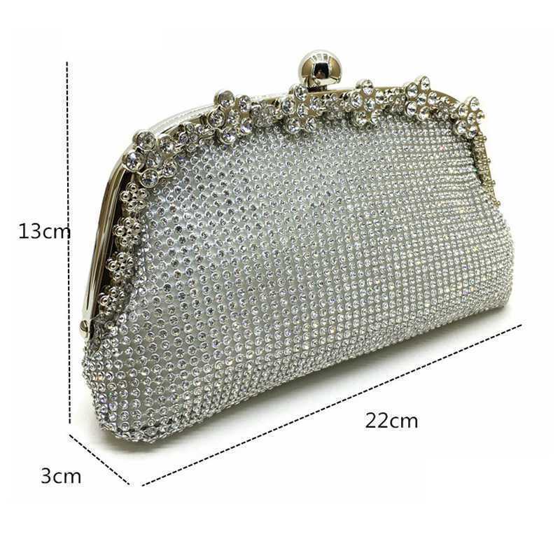 Chain Evening Bag Silver Wedding Bags Bride Women Party Handbag Clutch