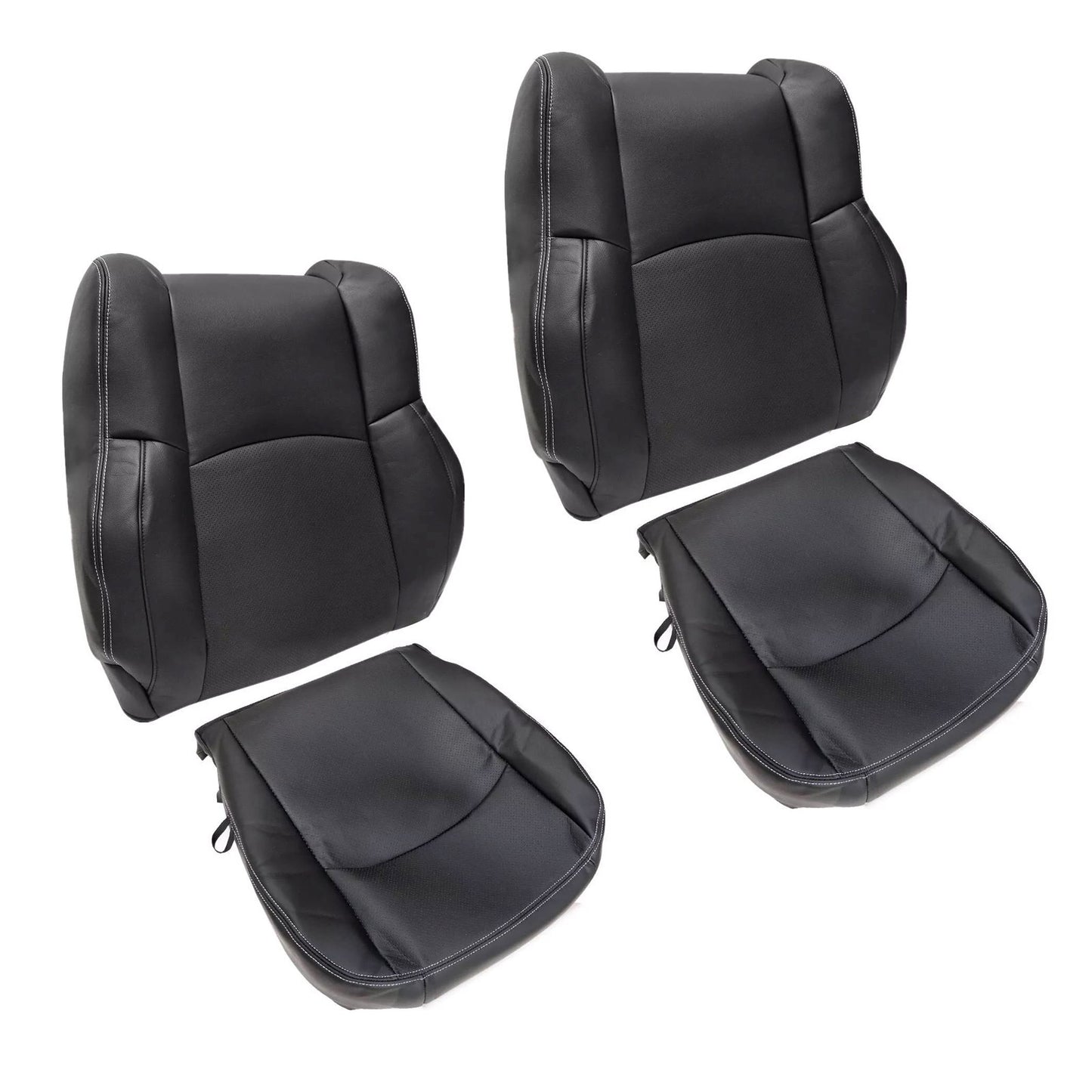 4PCS For Dodge Ram 2013-18 Driver Passenger Bottom Top Perf Leather Seat Cover