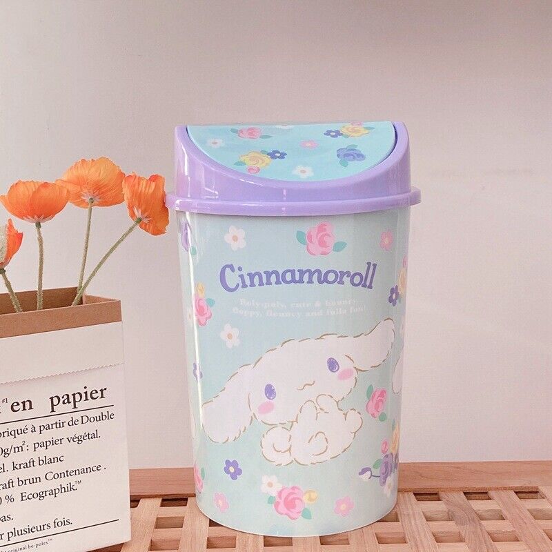 Cute HelloKitty Home Trash Can with Swing Lid Waste Garbage Bin Wastebaskets