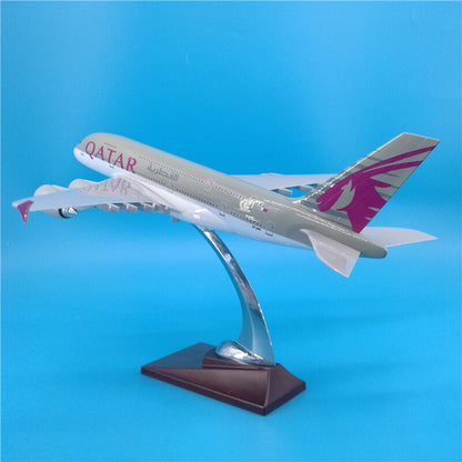 36CM 1:202 QATAR AIRBUS A380 A7-APC Passenger Plane Plane Aircraft Resin Model