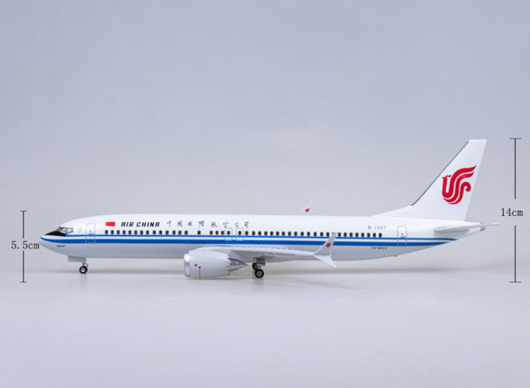 47CM 1:85 AIR CHINA BOEING 737 MAX Passenger Airplane Landing gear Resin Model