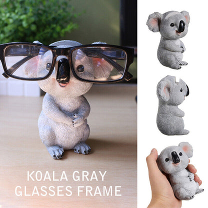 Cute Koala Figurines Glasses Holder Resin Statue Eyeglasses Pen Display Stand