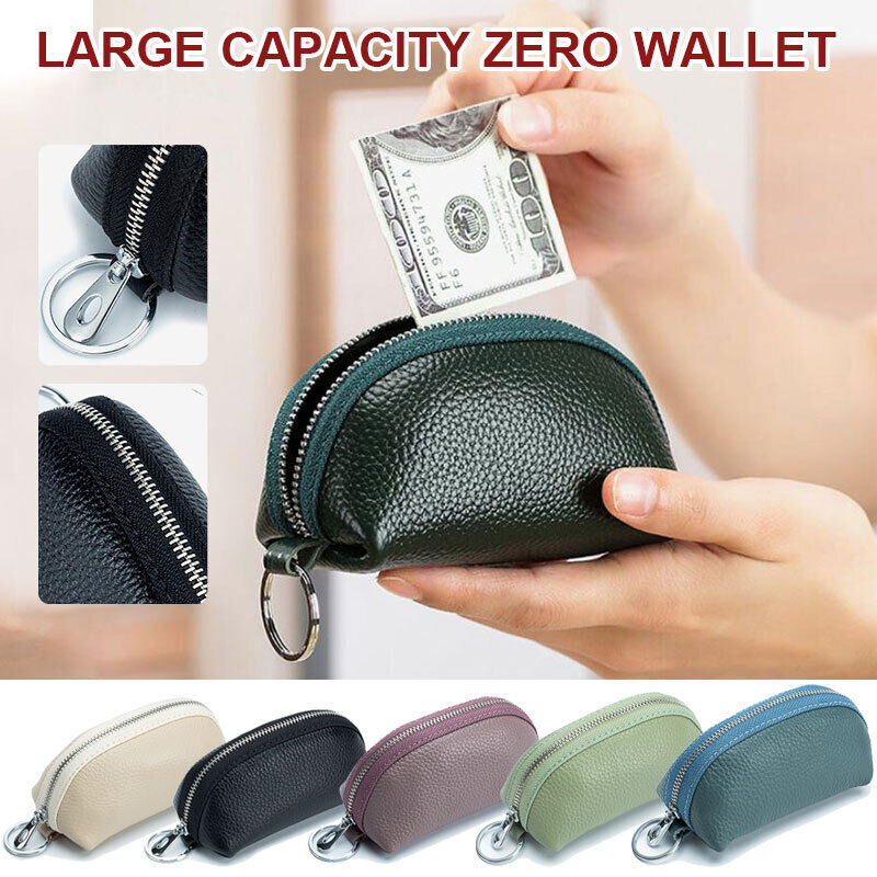 Unisex Soft Small Real Leather Pouch Coins Purse Mini Soft Wallet Zips Keys Bag