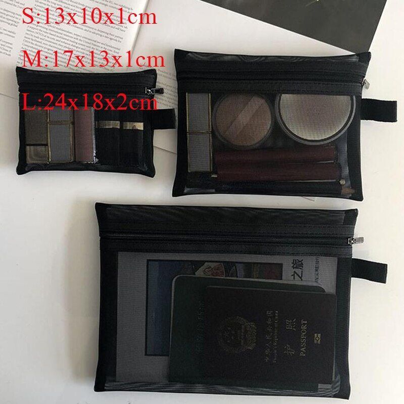 Women Mesh Transparent Cosmetic Bag Small Large Clear Black Makeup Bag Traveling