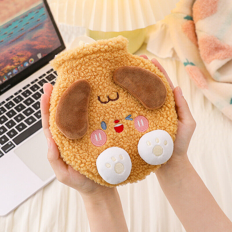 Cute Cartoon Animals Hot Water Bag w/ Plush Cover Winter Warm Hand Bottle