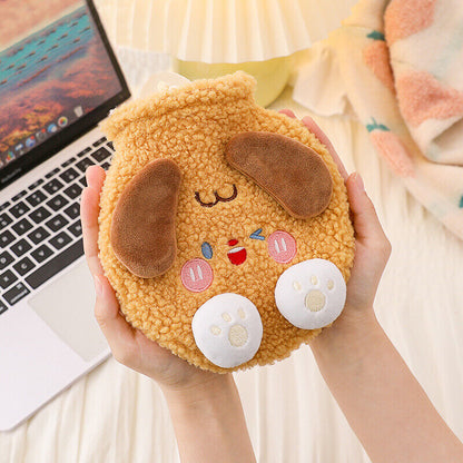 Cute Cartoon Animals Hot Water Bag w/ Plush Cover Winter Warm Hand Bottle