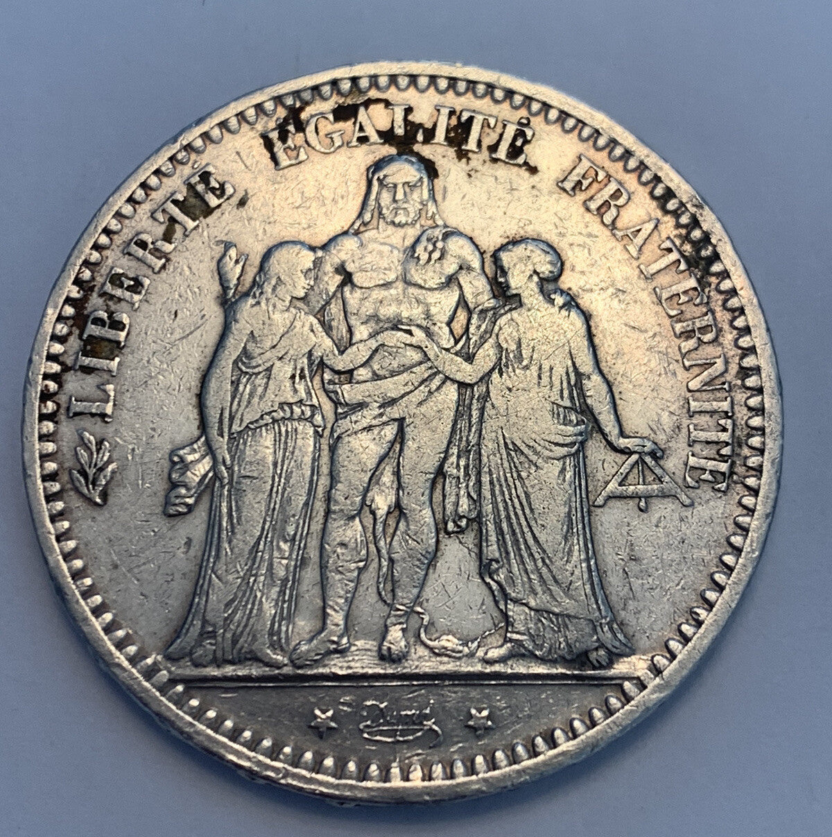 1873 France 5 Francs Silver Hercules Coin Old History Art Culture Money 法国大力神银币