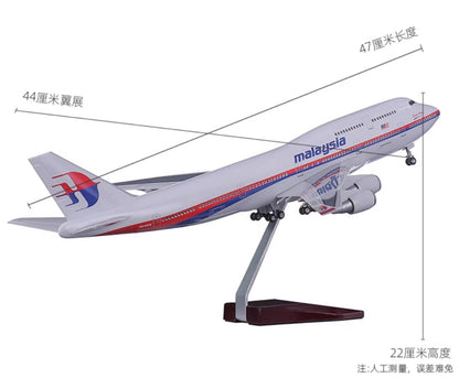 1:150 47CM Malaysia BOEING 747-400 Airplane Landing Gear Resin Aircraft Model