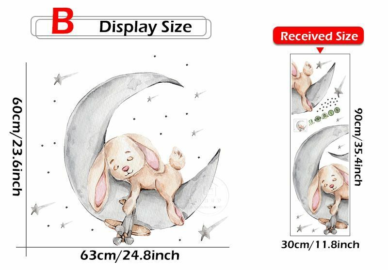 Wall Stickers Cartoon Teddy Bear Sleeping on the Moon Kids Room Baby Decoration