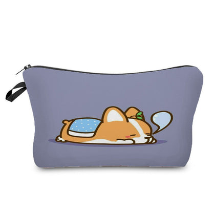 Cute Printed Cosmetic Bags Travel Storage Pouch Reusable Makeup Purse Polyester