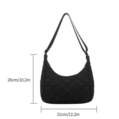 Lattice Pattern Shoulder Bag Cotton Handbag Large Capacity Purse Feather Padded