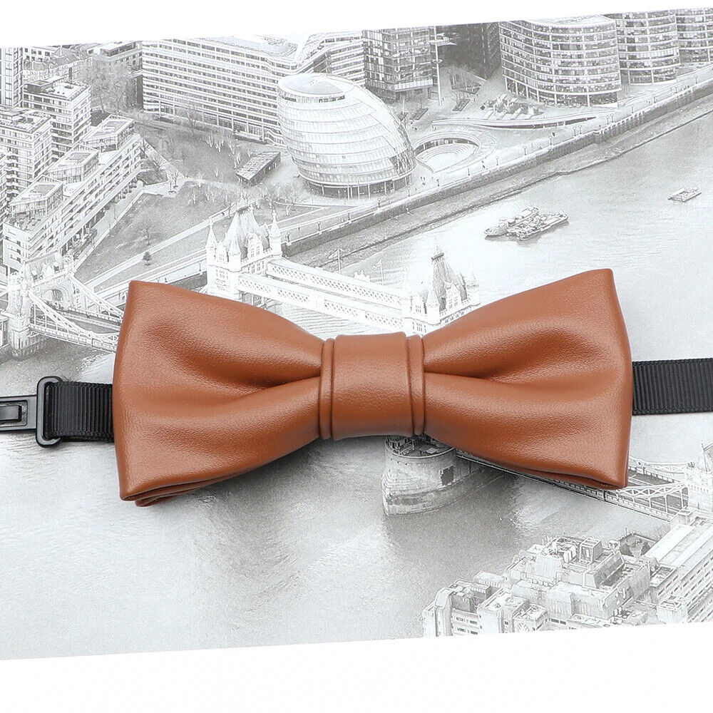 Men Bow Tie PU Leather Patchwork Female Necktie Adult Cravate Wedding Party Wear