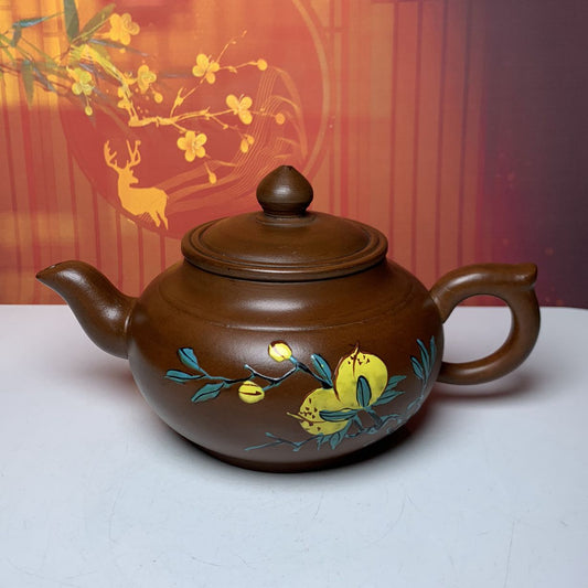 Vintage China Yixing Purple Clay Teapot Zisha Ceremony Painted Nice Teaware Rare