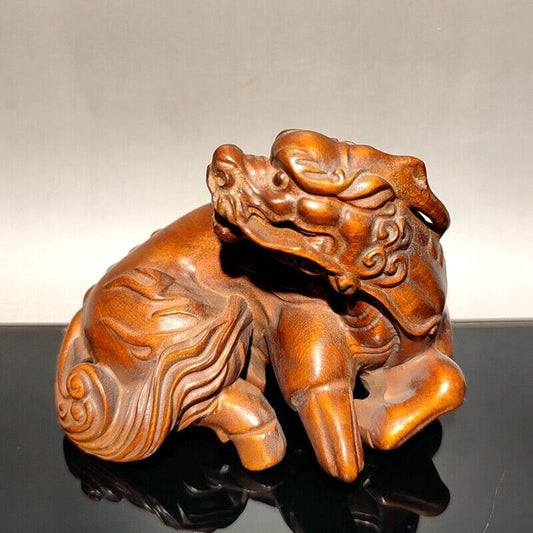 vintage kylin wooden carving dragon statue decor living room home wood carved