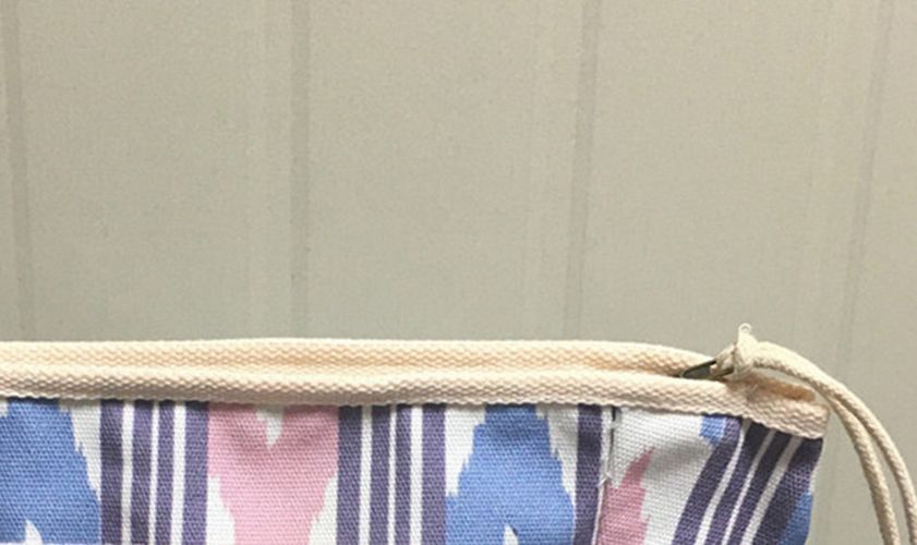Women Letter Printed Canvas Storage Small Bag Zipper Stripes Cosmetic Clutch Bag