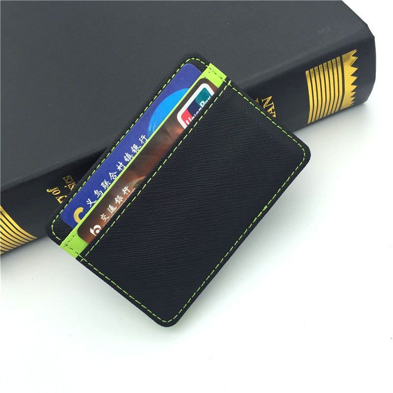 Synthetic Leather Wallet Money Clips Thin Clutch Bus Card Bag Small Cash Holder