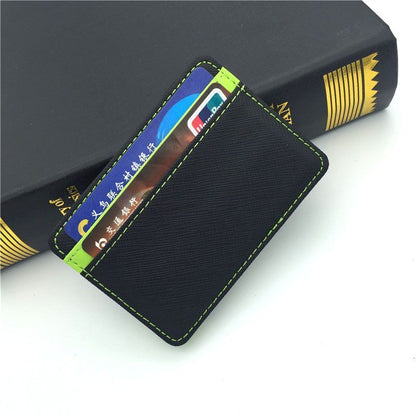 Synthetic Leather Wallet Money Clips Thin Clutch Bus Card Bag Small Cash Holder