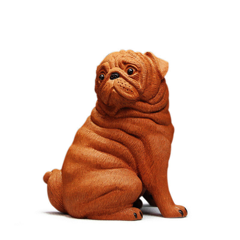 Yixing Zisha Pottery Handmade Tea Pet Dog Statue Home Garden Decoration Statue