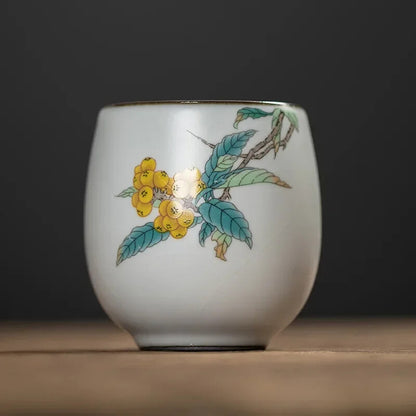 1pc China Ceramic Tea Cup White Porcelain Pottery Teacup