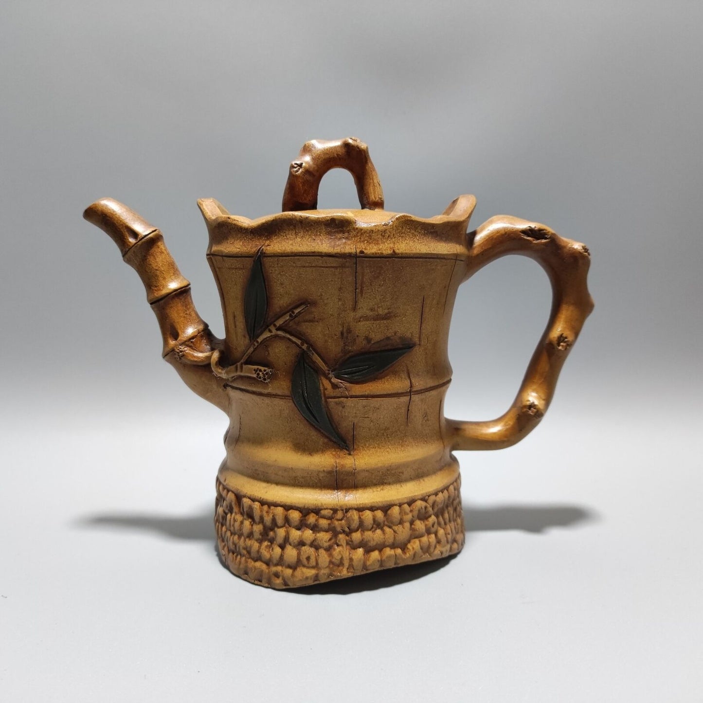 Vintage Chinese Yixing Purple Clay Teapot Zisha Ceramic Bamboo Nice Teaware Art