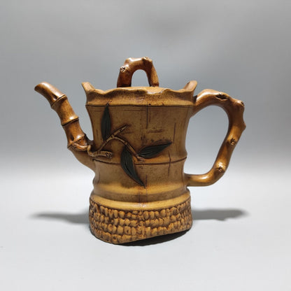 Vintage Chinese Yixing Purple Clay Teapot Zisha Ceramic Bamboo Nice Teaware Art
