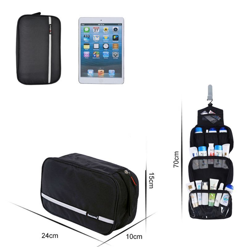 Toiletry Bag Black Travel Cosmetic Nylon Organizer Waterproof Makeup Storage 1PC