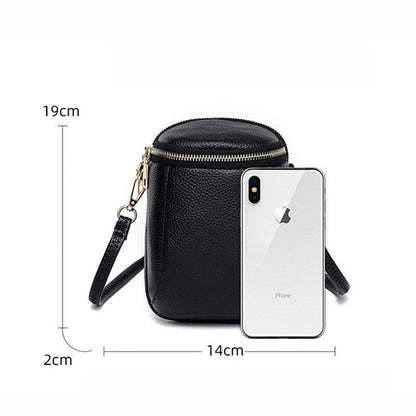 Genuine Leather Mini Bucket Bag Handbags Casual Shoulder Bags Black 14*19*2 CM