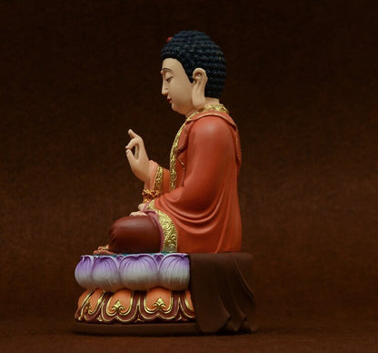 8.6" Resin Color Painting Statue Amitabha Three Saints West Buddha Statue