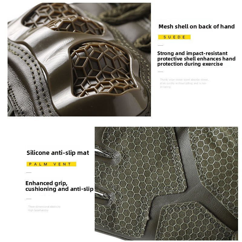 Tactical gloves with wear-resistant and anti slip hard shell for cycling