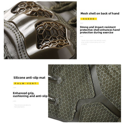 Tactical gloves with wear-resistant and anti slip hard shell for cycling