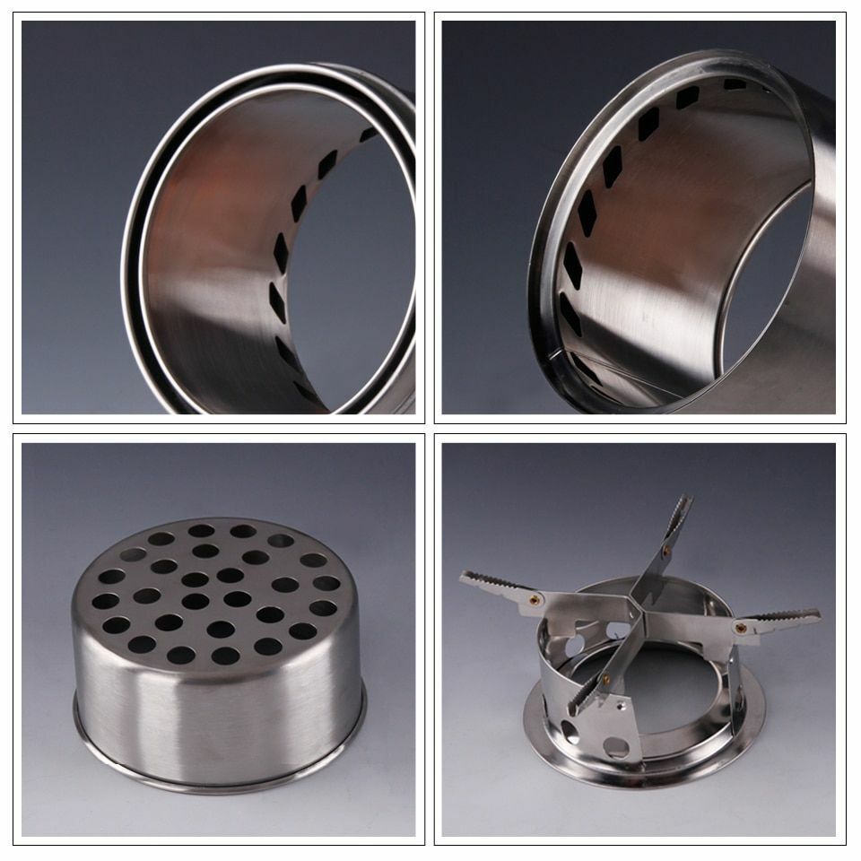 Folding wood gasifier Stainless Steel Solidified Alcohol Stove Cooking System