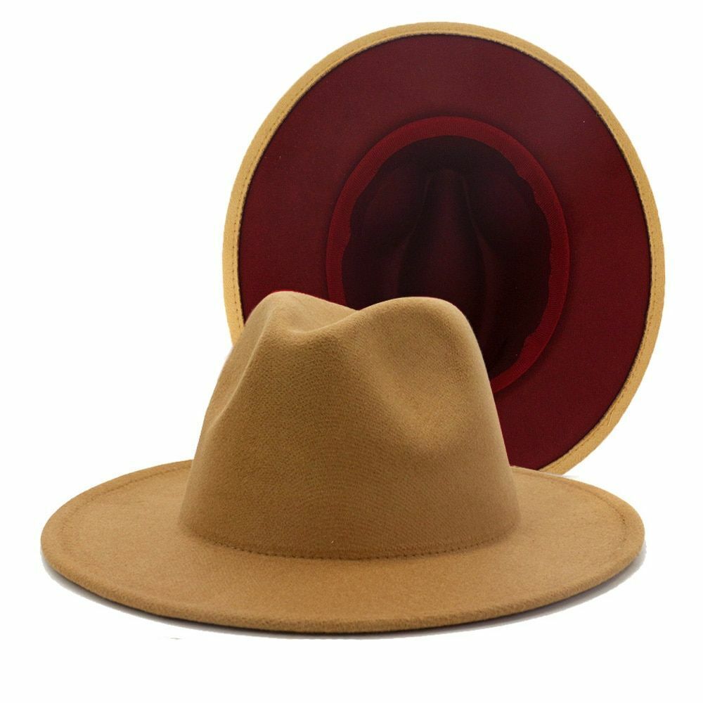 Hats Women Flat Wide Brim Wool Felt Men Black Red Goth Vintage Wedding Elastic