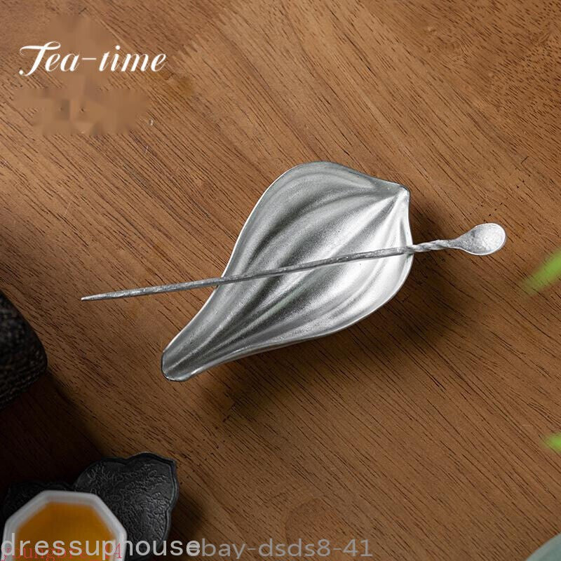 Tin Lotus Petal Tea Scoop Vintage Tea Leaf Holder Tea Boxes Saucer Shovel