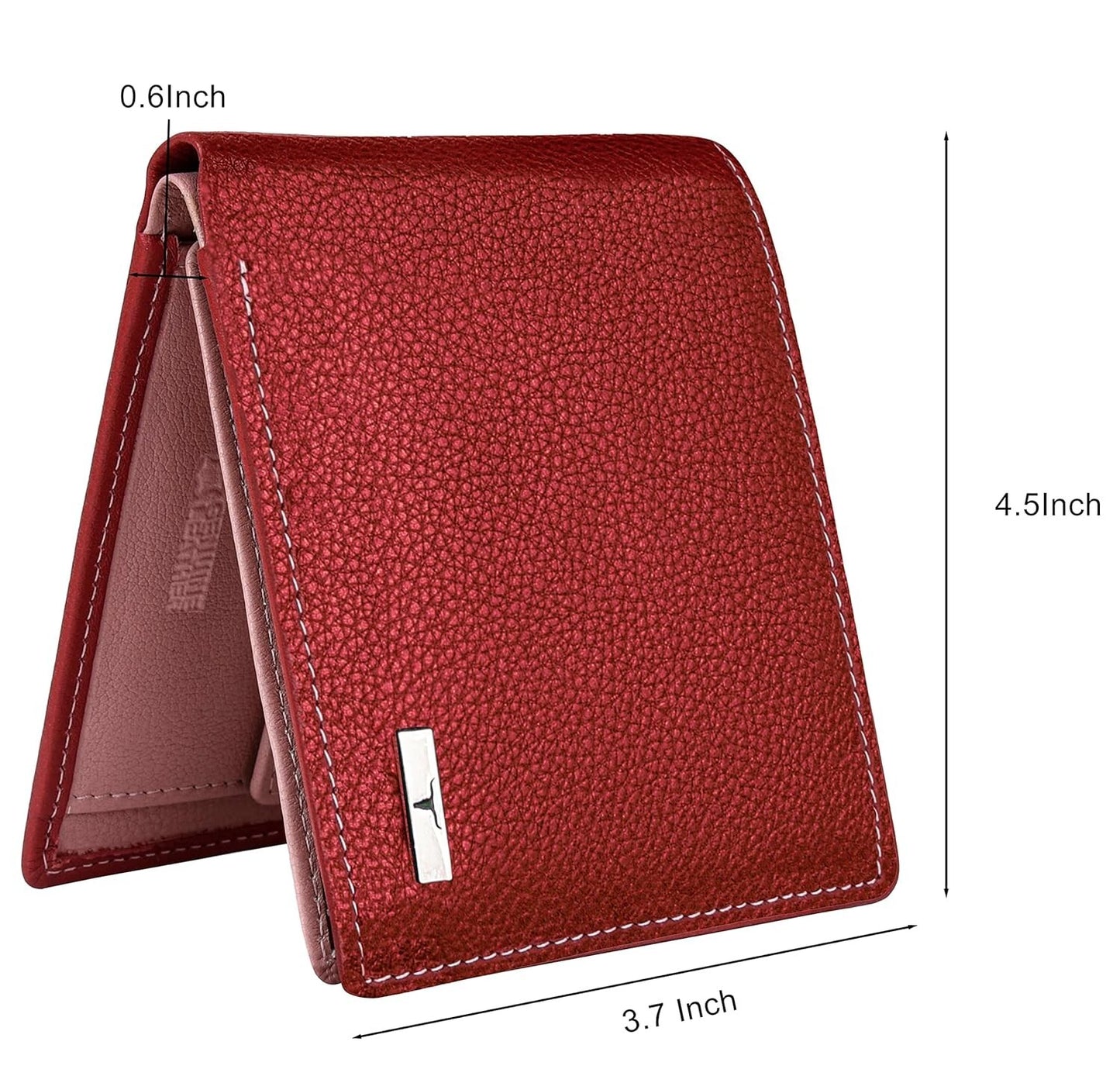 NEW RED/PINK BI-FOLD LEATHER MEN'S WALLET RFID PROTECTION GIFT ITEM