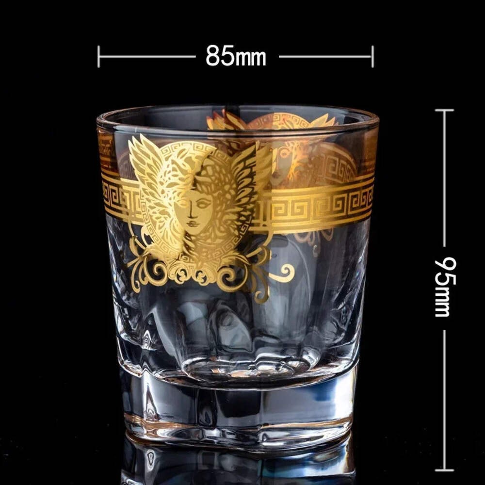 Creative Crystal Whisky Glass – Tracing Gold Head Cup