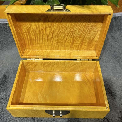 Golden Phoebe Wood Jewelry Box 15.5x9.5x6cm Carved Wooden Storage Case