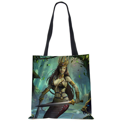 Mermaid Print Shoulder Bag Women Shopping Reusable Bags Large Travel Beach Bags