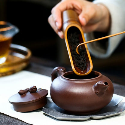 Marked Teapot Full Handmade Pot True Yixing Zisha Purple Clay Ginkgo Leaf Relief