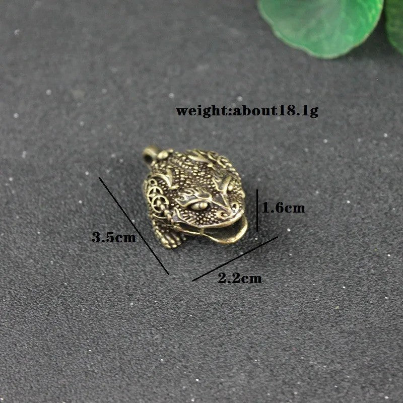 Copper Chinese Mythical Animal Luck Toad Bell Key Chains Pendant