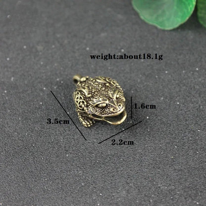 Copper Chinese Mythical Animal Luck Toad Bell Key Chains Pendant