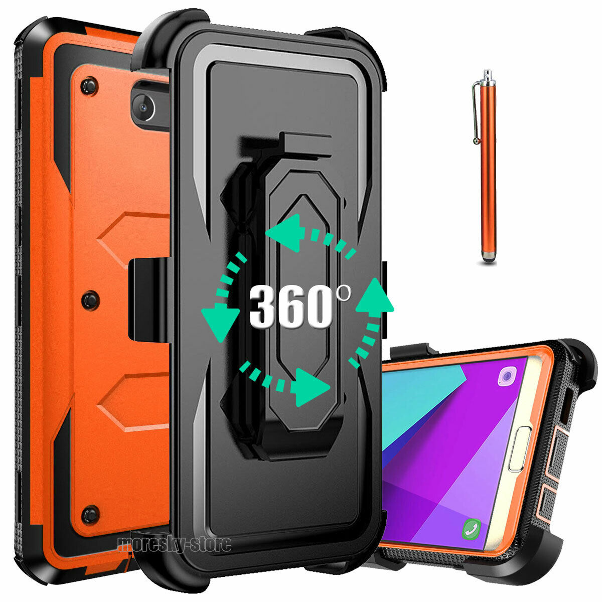 For Samsung J7 2017 J7 Sky Pro Prime Case, w/ Belt Clip Stand Rugged Phone Cover