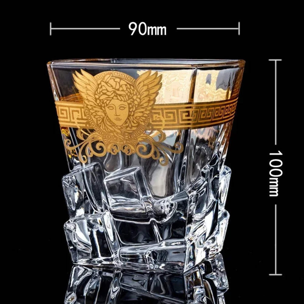Creative Crystal Whisky Glass – Tracing Gold Head Cup