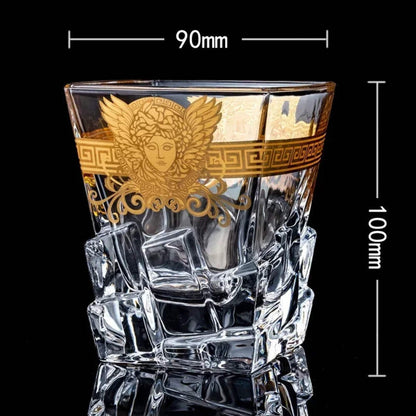 Creative Crystal Whisky Glass – Tracing Gold Head Cup