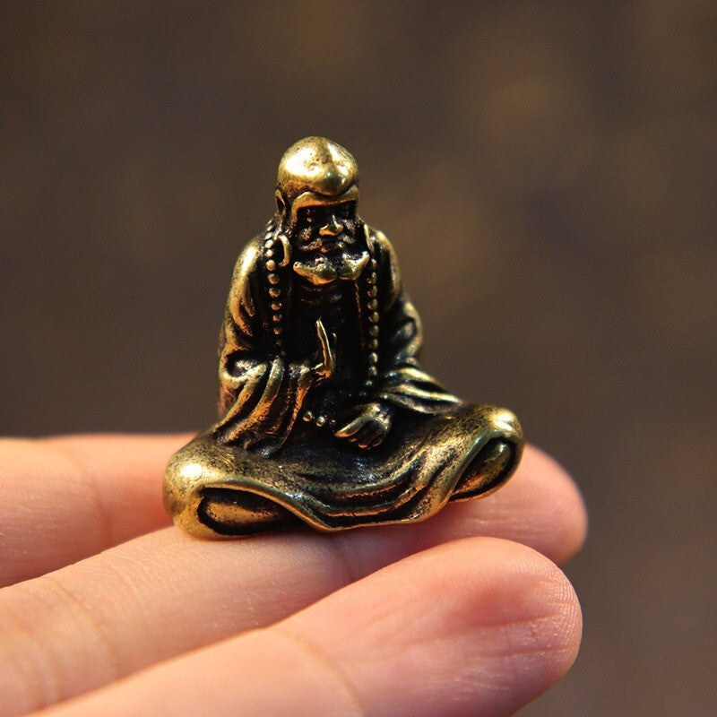 Brass Dharma Buddha Statue Bodhidharma Buddhism Figurine Tea Pet Decoration