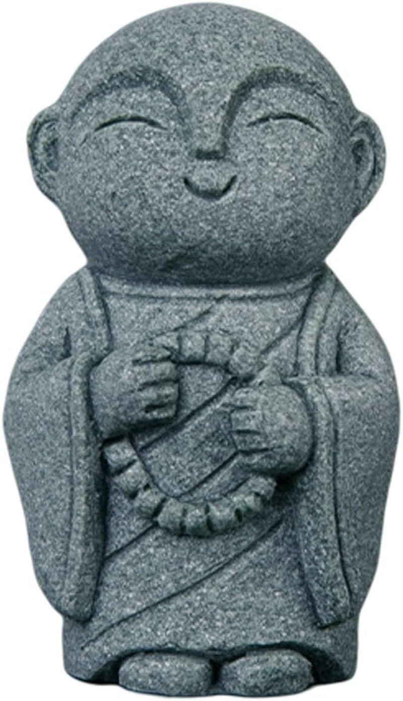 Handmade Praying Japanese Buddha Feng Shui Statue Sandstone Miniature Figurine
