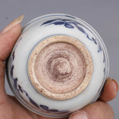2.8 inch Chinese Blue and White Porcelain Qing Guangxu Bird Design Teacup Cup
