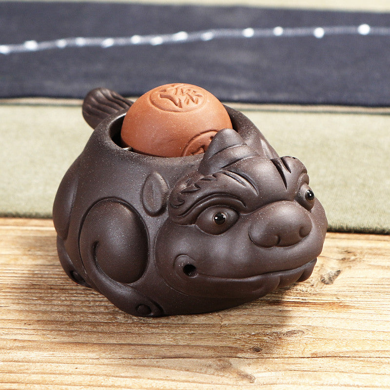 Chinese Handmade Tea Pet Statue Historical Figurine Monk Tea Play Yixing Zisha