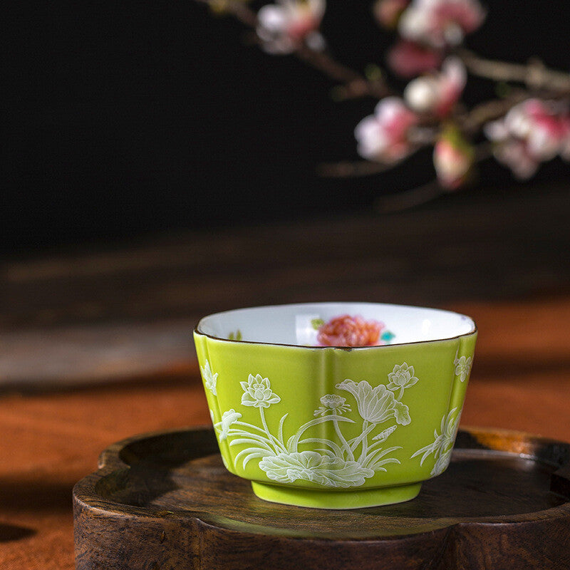 One Cup On Sales Porcelain Floral Print 100ml Chinese Personal Tea Cup Ceramic
