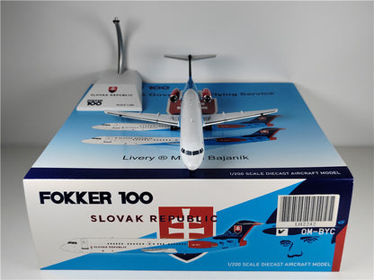 JC Wings SLOVAK REPUBLIC Government Flying Service FOKKER 100 OM-BYC 1:200 Model